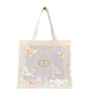 Authentic Dior Mesh Tote with Butterfly Embroidery